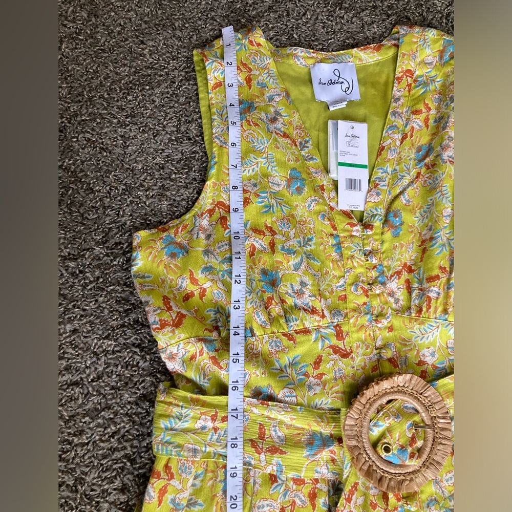 Sam Edelman Lemon Floral Cotton Maxi Dress Belted NWT Size L - Picture 4 of 15